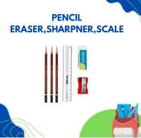 Pencil,Eraser,Sharpner & Scale